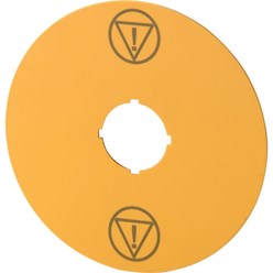 Schild; NOOD-UIT; geel; D = 90 mm; symbool IEC60417-5638